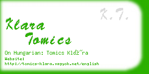 klara tomics business card